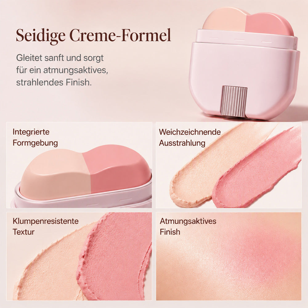 🌟2‑in‑1 Highlighter‑ und Rouge‑à‑Joues‑Stick, langanhaltend, natürlicher strahlender Teint in einem Handgriff