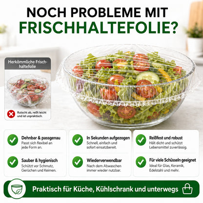 🥬 50% RABATT! 🥔🥕 100 Pcs Einweg-Dehnfolien für Schalen & Teller – Elastisch, lebensmittelecht & vielseitig – Perfekte Alternative zu Frischhaltefolie für die Küche ✨