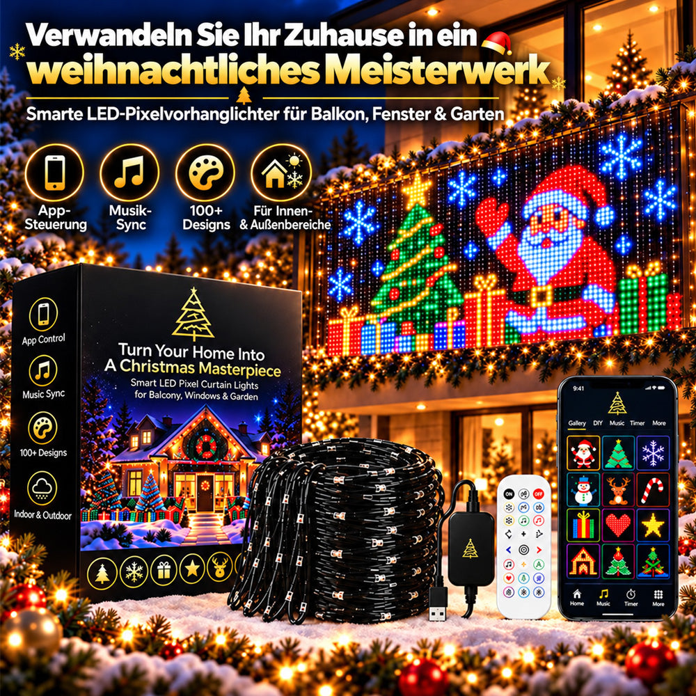 💥 NUR FÜR KURZE ZEIT 50 % RABATT! 🎄 Intelligente, animierte Weihnachtsbeleuchtung 📱 Mehrere Lichter verbinden und per App ein gemeinsames Lichtmuster steuern ✨ Lass es leuchten und genieße den Weihnachtszauber