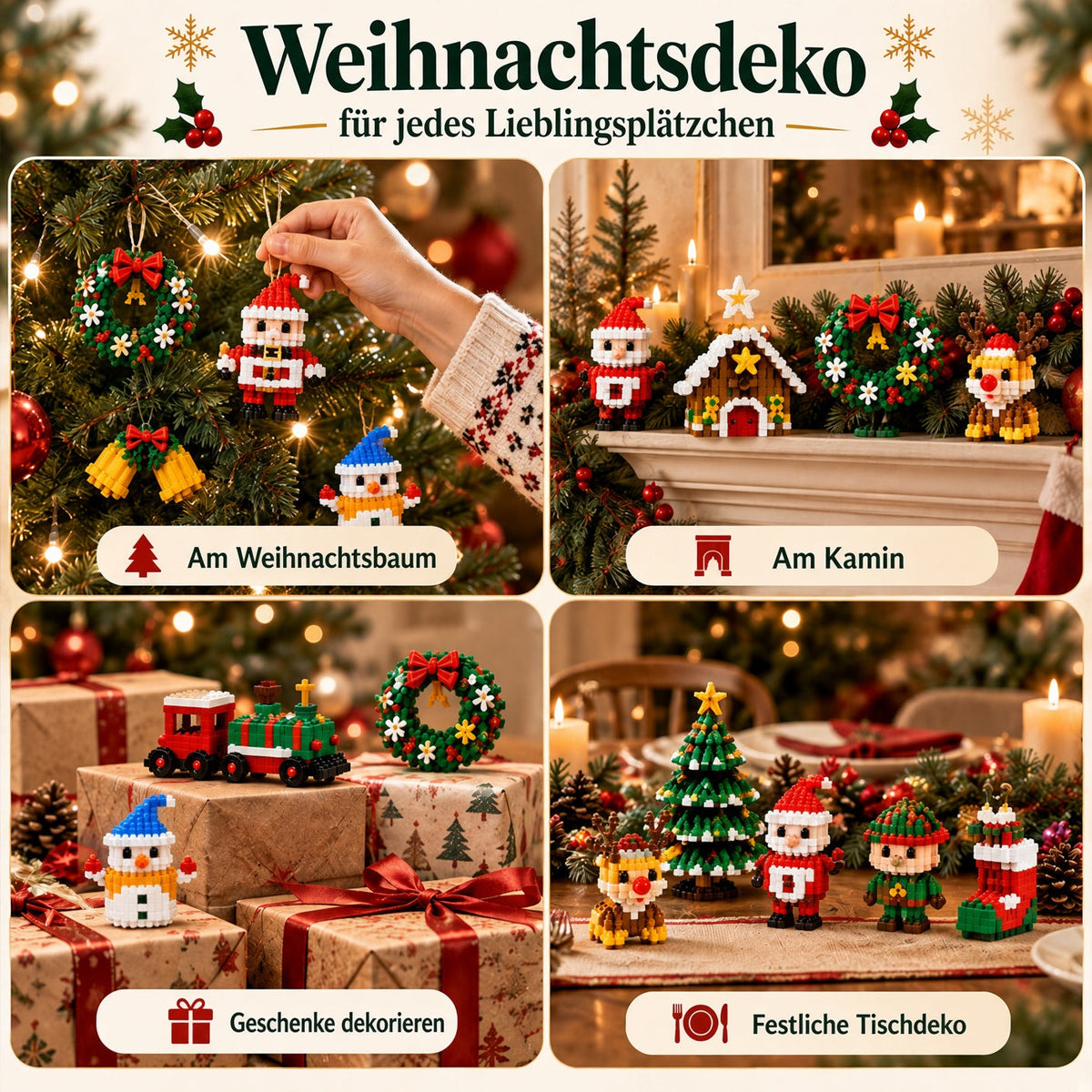 ⏳ Nur heute 49 % sparen – 🎄 12-Tage-Mini-Weihnachts-Bauset zum Selberbauen | 12 einzigartige, festliche Bausets mit Aufhängeschlaufen – perfekt zum Schmücken von Weihnachtsbäumen, Kränzen und festlichen Dekorationen 🧱