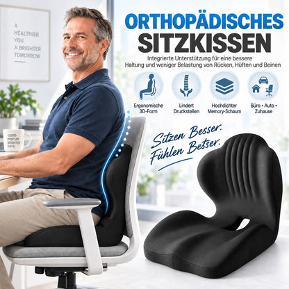 🪑🔥 50% RABATT! 💆 Ergonomisches Sitzkissen aus Memory-Schaum – Integrierte Rückenstütze, orthopädisch & vielseitig – Ideal für Bürostuhl, Auto & Homeoffice ✨✨