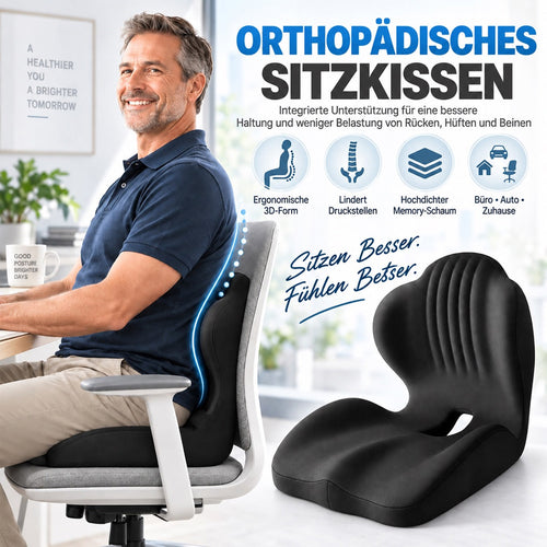 🪑🔥 50% RABATT! 💆 Ergonomisches Sitzkissen aus Memory-Schaum – Integrierte Rückenstütze, orthopädisch & vielseitig – Ideal für Bürostuhl, Auto & Homeoffice ✨✨