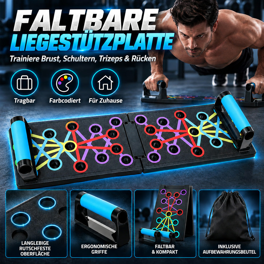 Faltbares und multifunktionales Liegestützbrett fürs Training