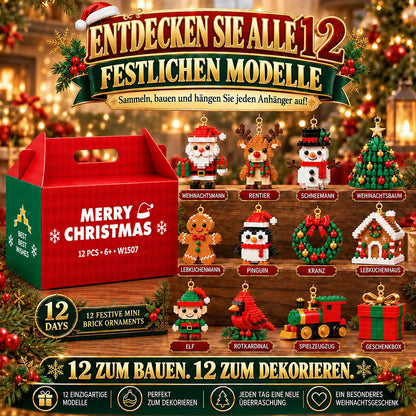 ⏳ Nur heute 49 % sparen – 🎄 12-Tage-Mini-Weihnachts-Bauset zum Selberbauen | 12 einzigartige, festliche Bausets mit Aufhängeschlaufen – perfekt zum Schmücken von Weihnachtsbäumen, Kränzen und festlichen Dekorationen 🧱