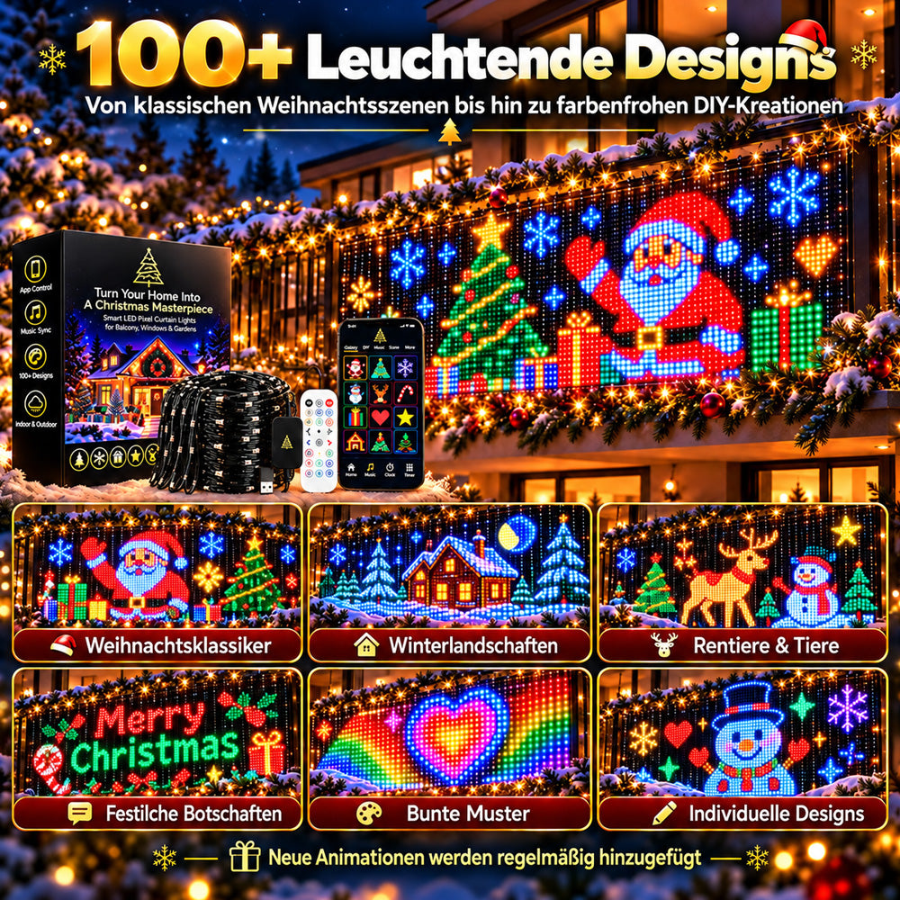💥 NUR FÜR KURZE ZEIT 50 % RABATT! 🎄 Intelligente, animierte Weihnachtsbeleuchtung 📱 Mehrere Lichter verbinden und per App ein gemeinsames Lichtmuster steuern ✨ Lass es leuchten und genieße den Weihnachtszauber