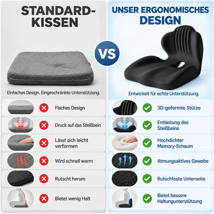 🪑🔥 50% RABATT! 💆 Ergonomisches Sitzkissen aus Memory-Schaum – Integrierte Rückenstütze, orthopädisch & vielseitig – Ideal für Bürostuhl, Auto & Homeoffice ✨✨