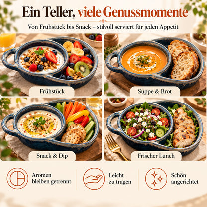 🍽️ Retro-Keramik-Auflaufform mit Fächereinteilung und Einzelgriff