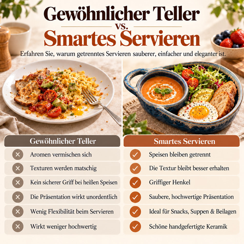 🍽️ Retro-Keramik-Auflaufform mit Fächereinteilung und Einzelgriff
