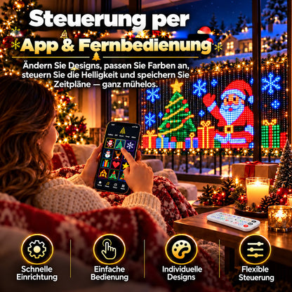 💥 NUR FÜR KURZE ZEIT 50 % RABATT! 🎄 Intelligente, animierte Weihnachtsbeleuchtung 📱 Mehrere Lichter verbinden und per App ein gemeinsames Lichtmuster steuern ✨ Lass es leuchten und genieße den Weihnachtszauber
