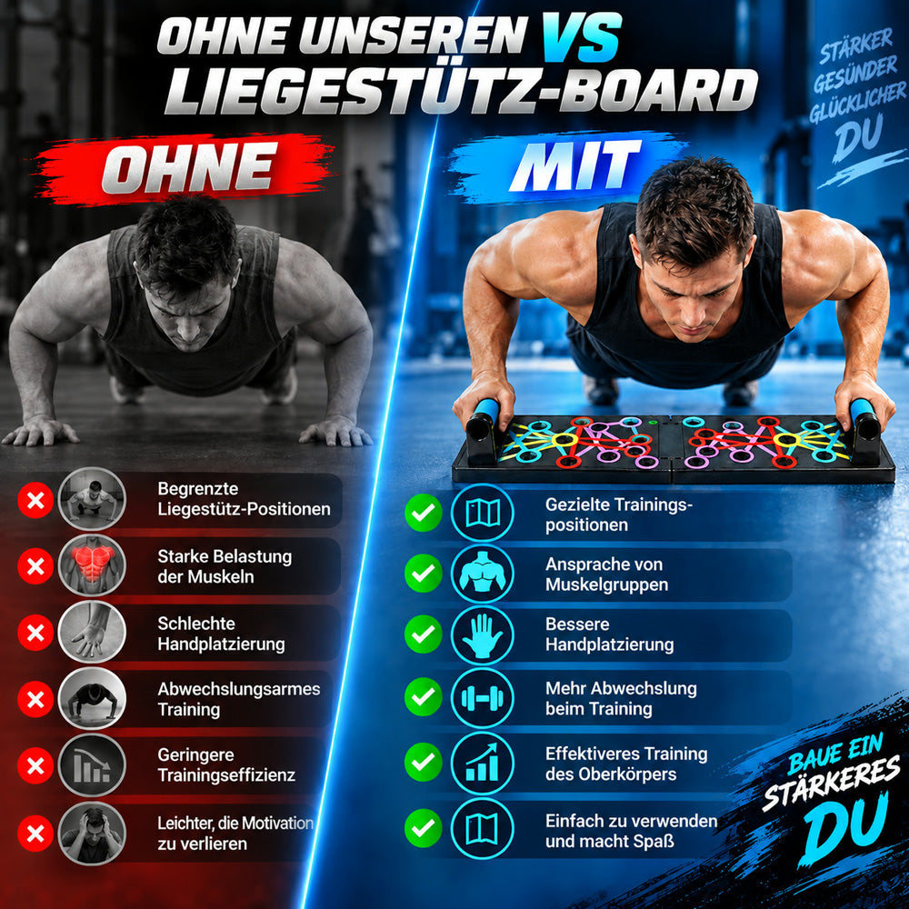 Faltbares und multifunktionales Liegestützbrett fürs Training
