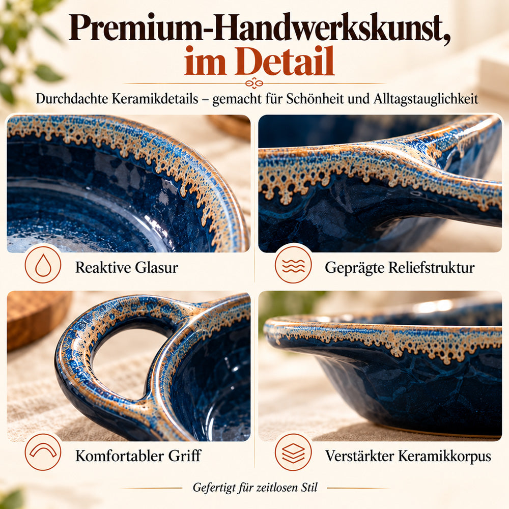 🍽️ Retro-Keramik-Auflaufform mit Fächereinteilung und Einzelgriff