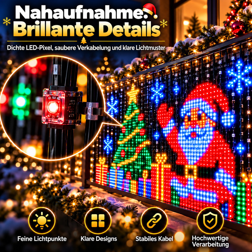 💥 NUR FÜR KURZE ZEIT 50 % RABATT! 🎄 Intelligente, animierte Weihnachtsbeleuchtung 📱 Mehrere Lichter verbinden und per App ein gemeinsames Lichtmuster steuern ✨ Lass es leuchten und genieße den Weihnachtszauber