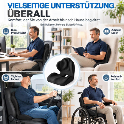 🪑🔥 50% RABATT! 💆 Ergonomisches Sitzkissen aus Memory-Schaum – Integrierte Rückenstütze, orthopädisch & vielseitig – Ideal für Bürostuhl, Auto & Homeoffice ✨✨