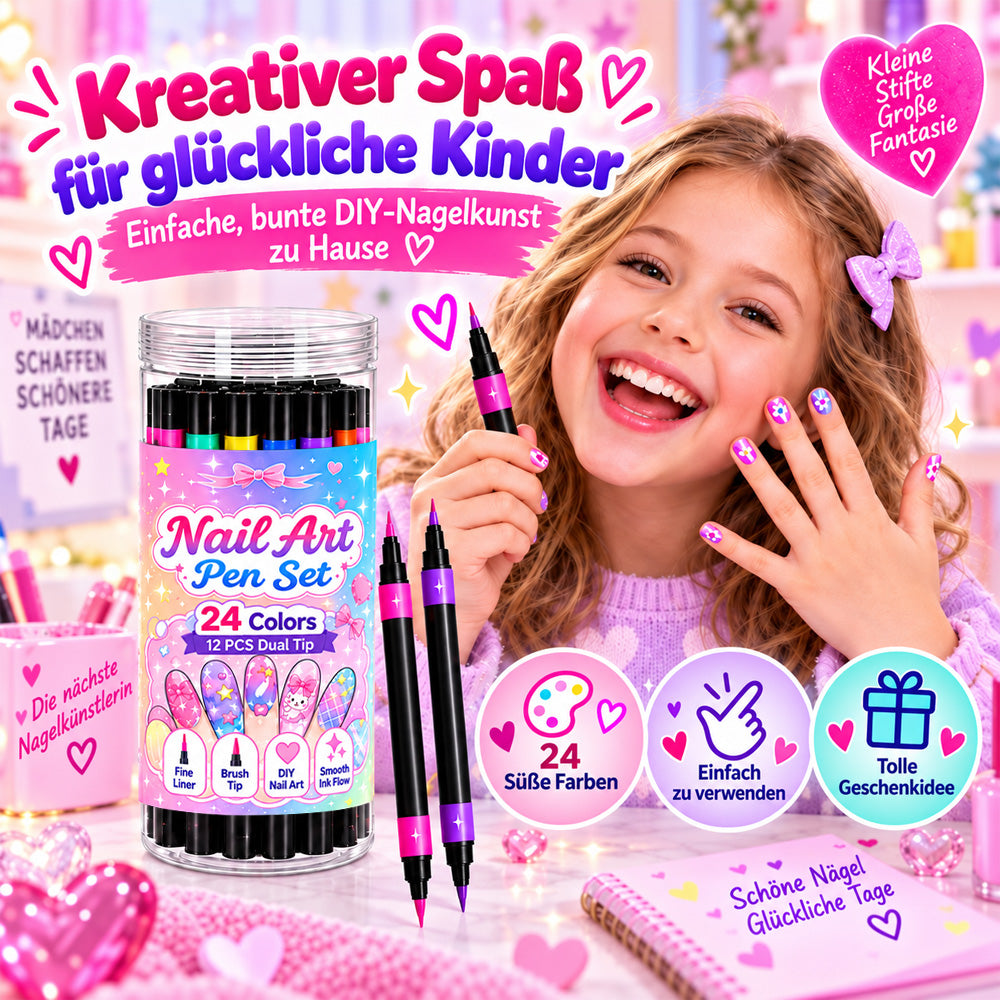 24-Farben Doppelseitige Nagel-Art-Stifte Set