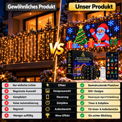💥 NUR FÜR KURZE ZEIT 50 % RABATT! 🎄 Intelligente, animierte Weihnachtsbeleuchtung 📱 Mehrere Lichter verbinden und per App ein gemeinsames Lichtmuster steuern ✨ Lass es leuchten und genieße den Weihnachtszauber