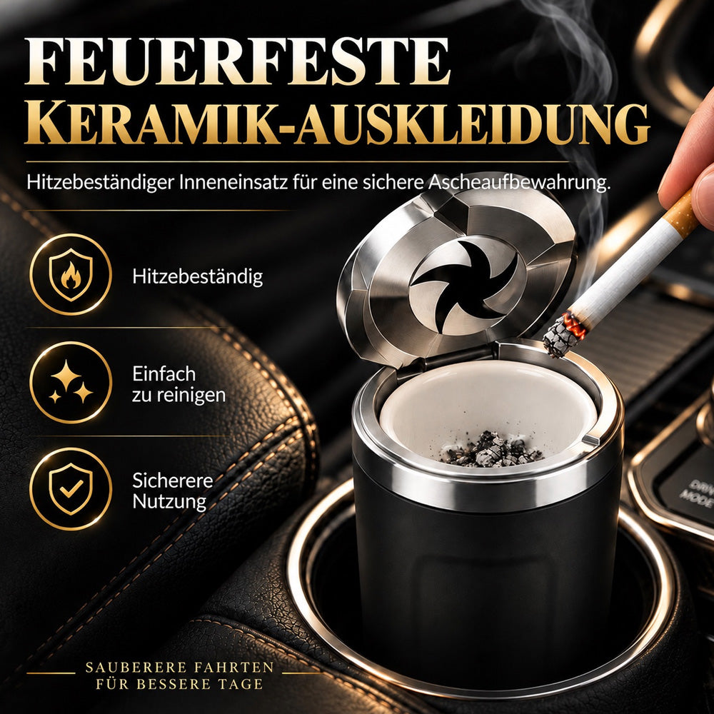 Drehbarer Aschenbecher für das Auto mit Keramik-Innenbehälter