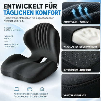 🪑🔥 50% RABATT! 💆 Ergonomisches Sitzkissen aus Memory-Schaum – Integrierte Rückenstütze, orthopädisch & vielseitig – Ideal für Bürostuhl, Auto & Homeoffice ✨✨