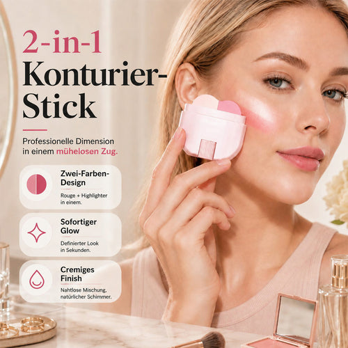 🌟2‑in‑1 Highlighter‑ und Rouge‑à‑Joues‑Stick, langanhaltend, natürlicher strahlender Teint in einem Handgriff