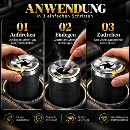 Drehbarer Aschenbecher für das Auto mit Keramik-Innenbehälter