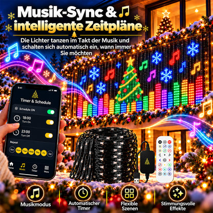 💥 NUR FÜR KURZE ZEIT 50 % RABATT! 🎄 Intelligente, animierte Weihnachtsbeleuchtung 📱 Mehrere Lichter verbinden und per App ein gemeinsames Lichtmuster steuern ✨ Lass es leuchten und genieße den Weihnachtszauber