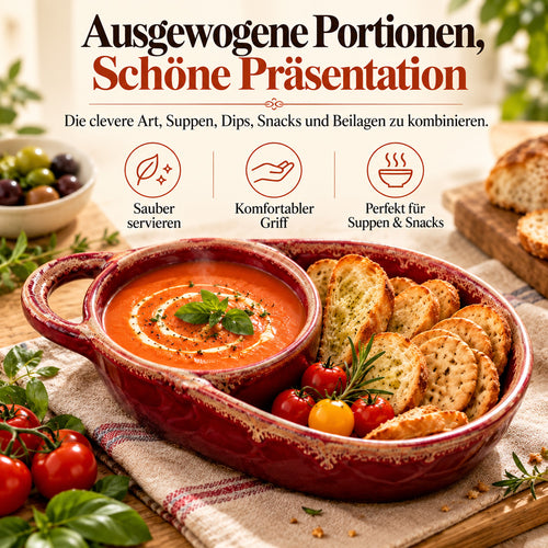 🍽️ Retro-Keramik-Auflaufform mit Fächereinteilung und Einzelgriff