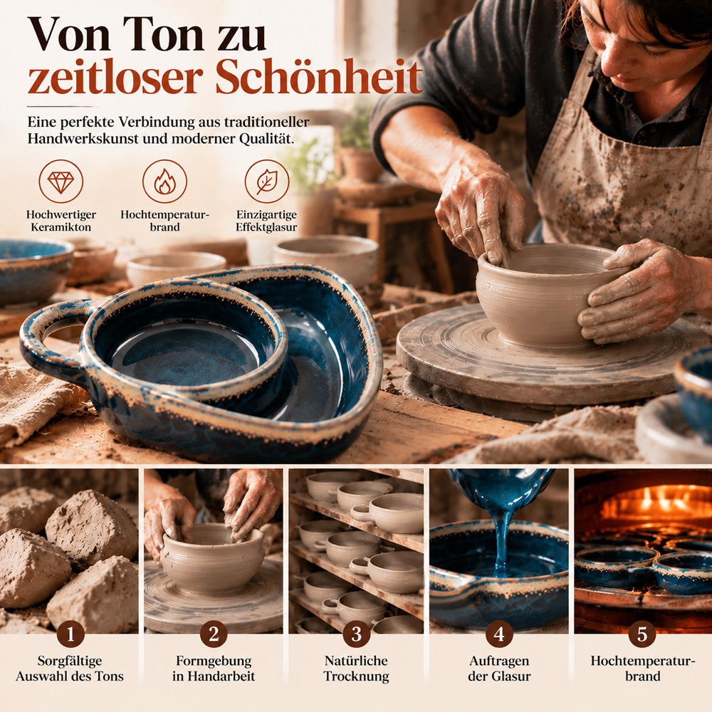 🍽️ Retro-Keramik-Auflaufform mit Fächereinteilung und Einzelgriff