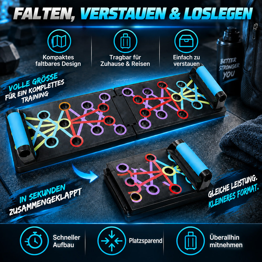 Faltbares und multifunktionales Liegestützbrett fürs Training