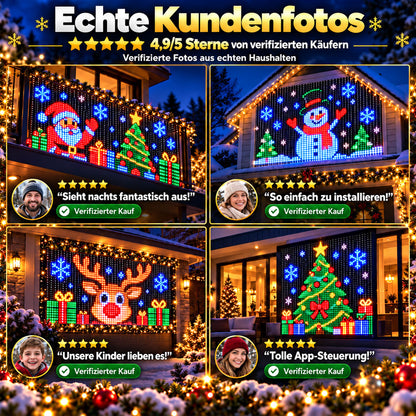 💥 NUR FÜR KURZE ZEIT 50 % RABATT! 🎄 Intelligente, animierte Weihnachtsbeleuchtung 📱 Mehrere Lichter verbinden und per App ein gemeinsames Lichtmuster steuern ✨ Lass es leuchten und genieße den Weihnachtszauber