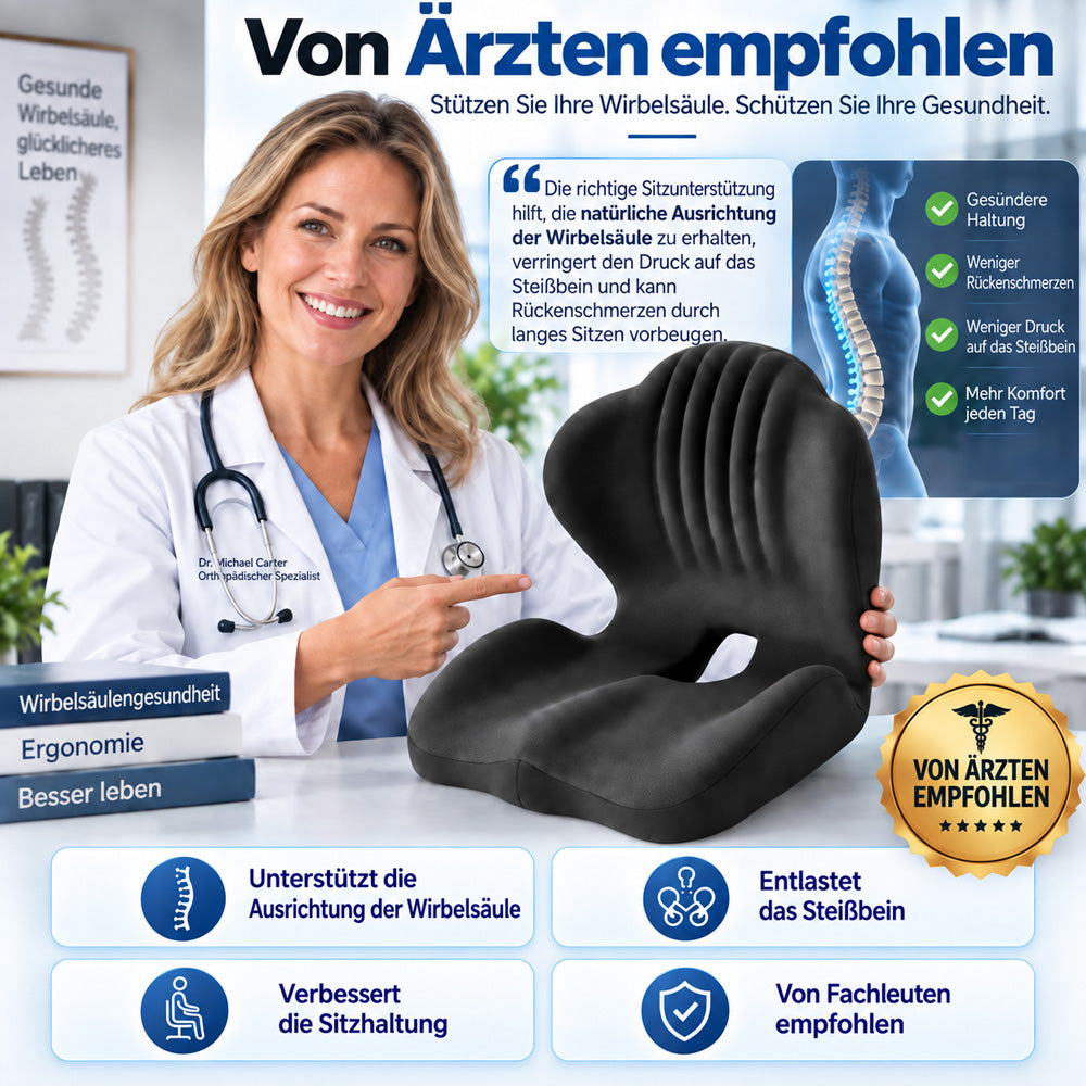 🪑🔥 50% RABATT! 💆 Ergonomisches Sitzkissen aus Memory-Schaum – Integrierte Rückenstütze, orthopädisch & vielseitig – Ideal für Bürostuhl, Auto & Homeoffice ✨✨