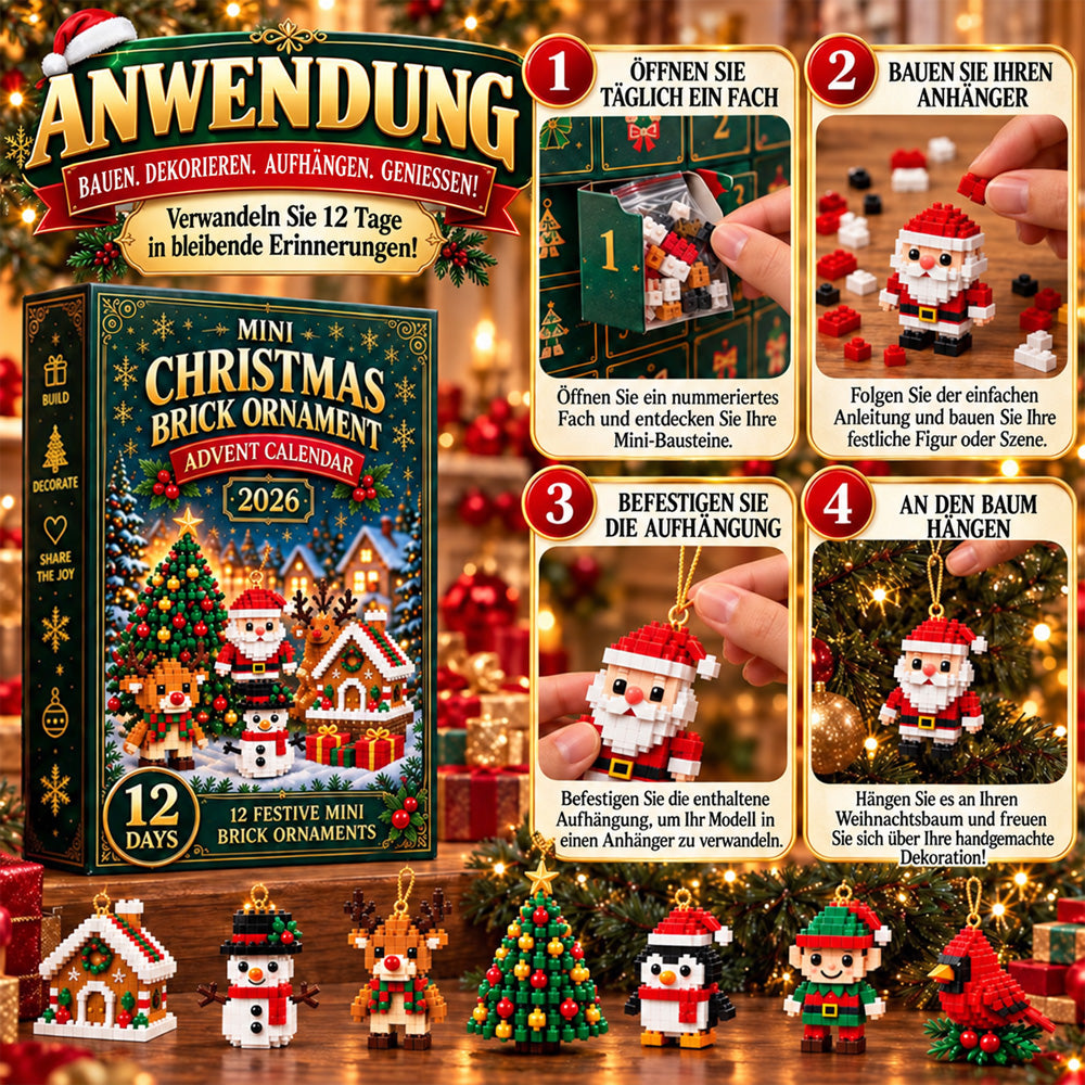 ⏳ Letzter Tag, um 49 % zu sparen ⏳ – 🎄 12-Tage-Mini-Weihnachtsdeko-Adventskalender | 12 einzigartige, festliche Bausets mit Aufhängeschlaufen – perfekt zum Schmücken von Weihnachtsbäumen, Kränzen und festlichen Dekorationen 🧱