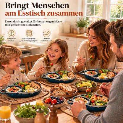 🍽️ Retro-Keramik-Auflaufform mit Fächereinteilung und Einzelgriff