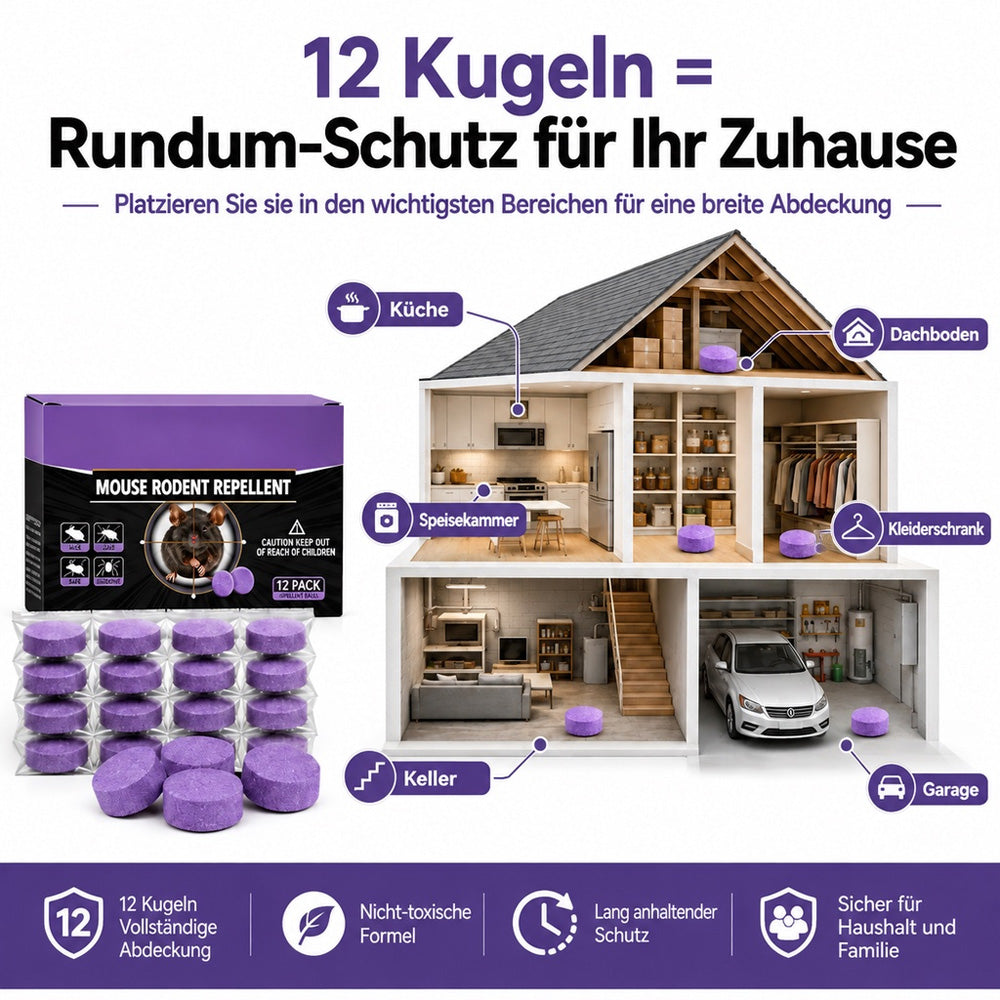 🐭 🐭12er-Pack Nager-Abwehrkugeln für Zuhause & Küche – 🌿 EINE DUFTBARRIERE, DIE SIE NICHT ZUM BLEIBEN EINLÄDT