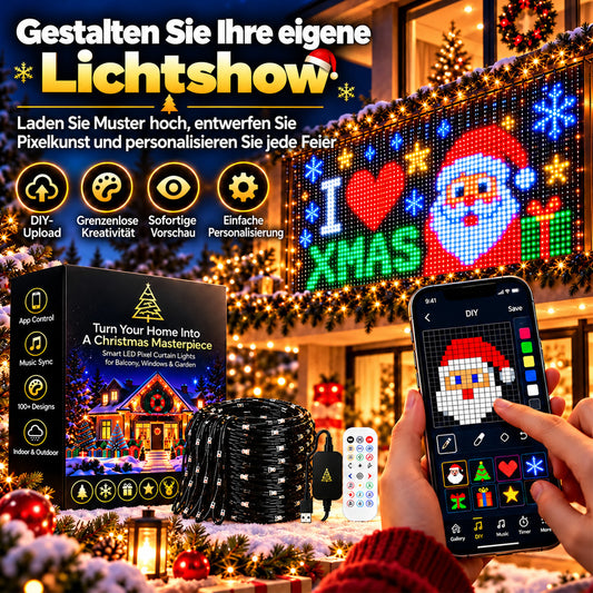 💥 NUR FÜR KURZE ZEIT 50 % RABATT! 🎄 Intelligente, animierte Weihnachtsbeleuchtung 📱 Mehrere Lichter verbinden und per App ein gemeinsames Lichtmuster steuern ✨ Lass es leuchten und genieße den Weihnachtszauber