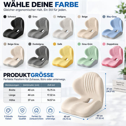 🪑🔥 50% RABATT! 💆 Ergonomisches Sitzkissen aus Memory-Schaum – Integrierte Rückenstütze, orthopädisch & vielseitig – Ideal für Bürostuhl, Auto & Homeoffice ✨✨