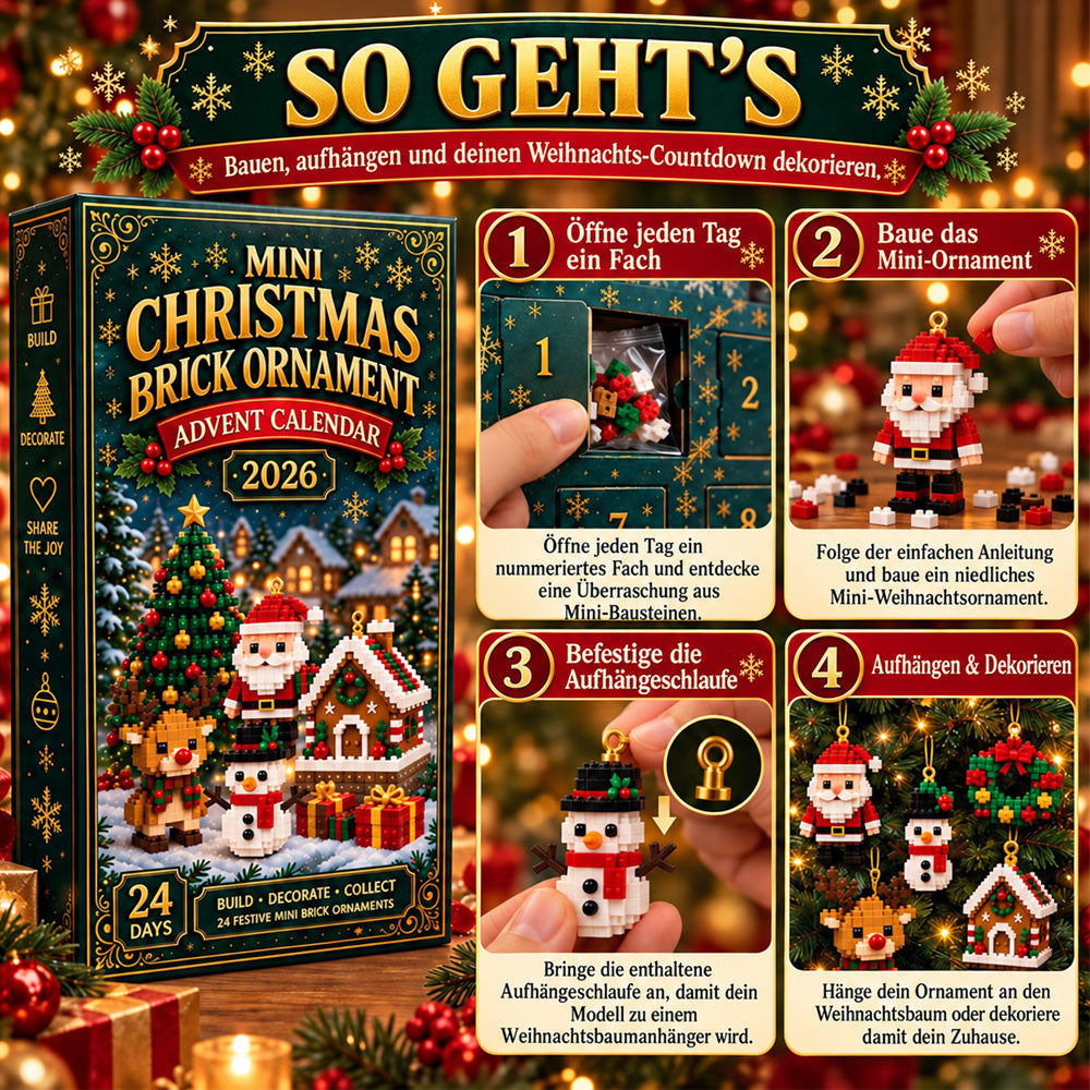 ⏳ Letzter Tag, um 49 % zu sparen – 🎄 24-Tage-Mini-Weihnachtsdeko-Adventskalender | 24 einzigartige, festliche Bausets mit Aufhängeschlaufen – perfekt zum Schmücken von Weihnachtsbäumen, Kränzen und festlichen Dekorationen 🧱