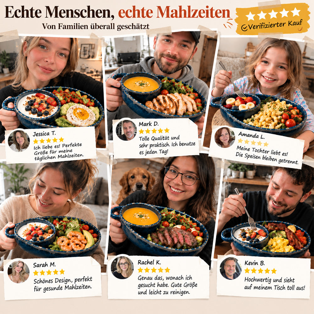 🍽️ Retro-Keramik-Auflaufform mit Fächereinteilung und Einzelgriff