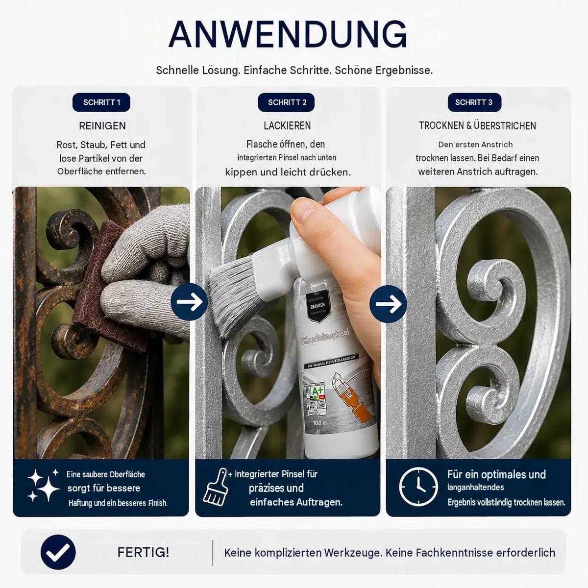 ✨Neu eingetroffen✨ Metallic-Silberfarbe auf Wasserbasis mit integriertem Pinsel (50 % Rabatt)
