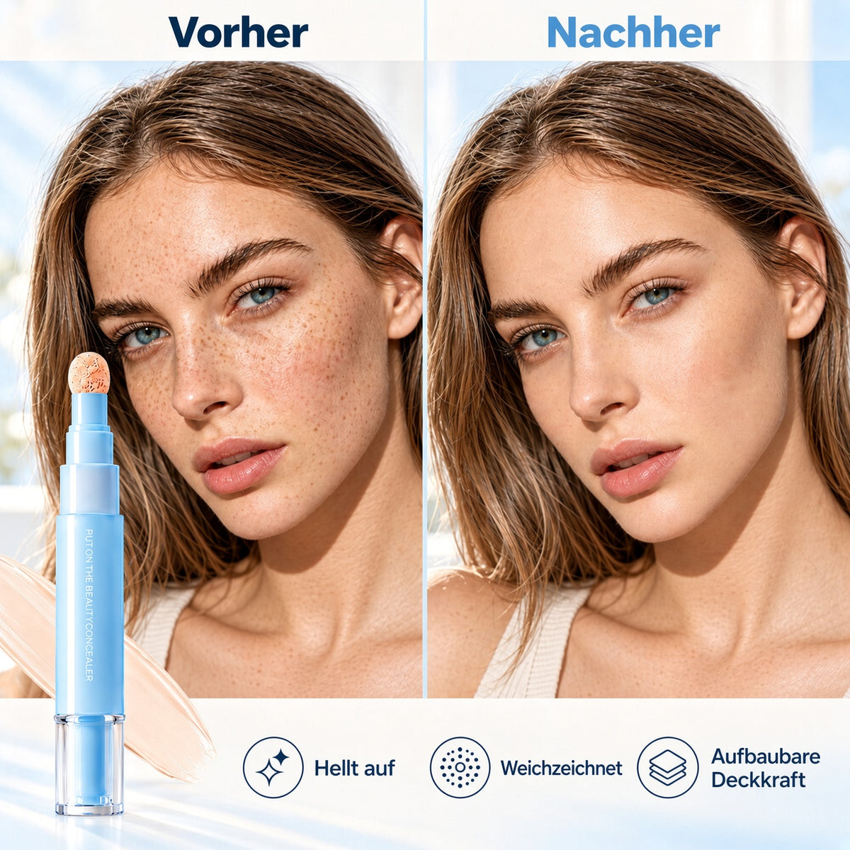 🎁 1+1 GRATIS✨ Concealer Stift & Creme – deckt Augenringe, Pickel & Flecken ab, spendet Feuchtigkeit & verblendet nahtlos