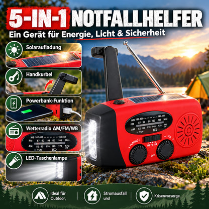 Multifunktionales tragbares Solar-Notfallradio – Powerbank, Handkurbel & Wetterwarnungen für Outdoor-Abenteuer und Notfälle
