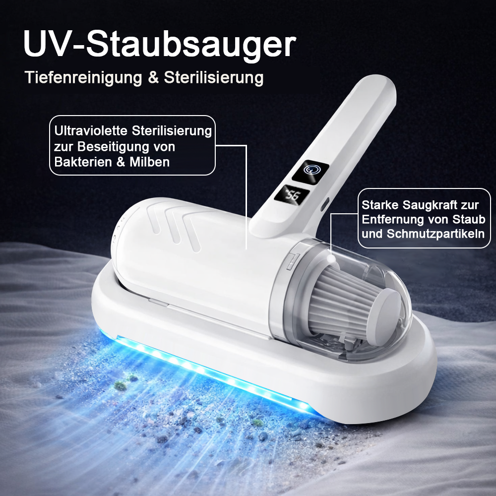 🌟Komplett aufgerüstet🛏️Über 500.000 Stück verkauft!💝Bettstaubsauger mit UV-C-Licht – Klopfen + Saugen + UV in einem!💥🔦