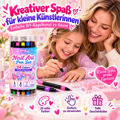 24-Farben Doppelseitige Nagel-Art-Stifte Set