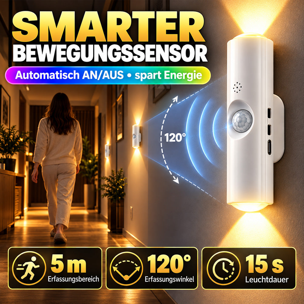 🌈 Intelligente LED-Nachtleuchte mit Bewegungssensor, dimmbare RGB-Wandlampe mit Farbwechsel, USB-aufladbares Ambientelicht mit Farbverlauf und magnetischer Klebebefestigung für Schlafzimmer, Flur und Eingangsbereich – stilvolle Wohnbeleuchtung