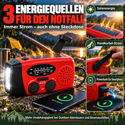 Multifunktionales tragbares Solar-Notfallradio – Powerbank, Handkurbel & Wetterwarnungen für Outdoor-Abenteuer und Notfälle
