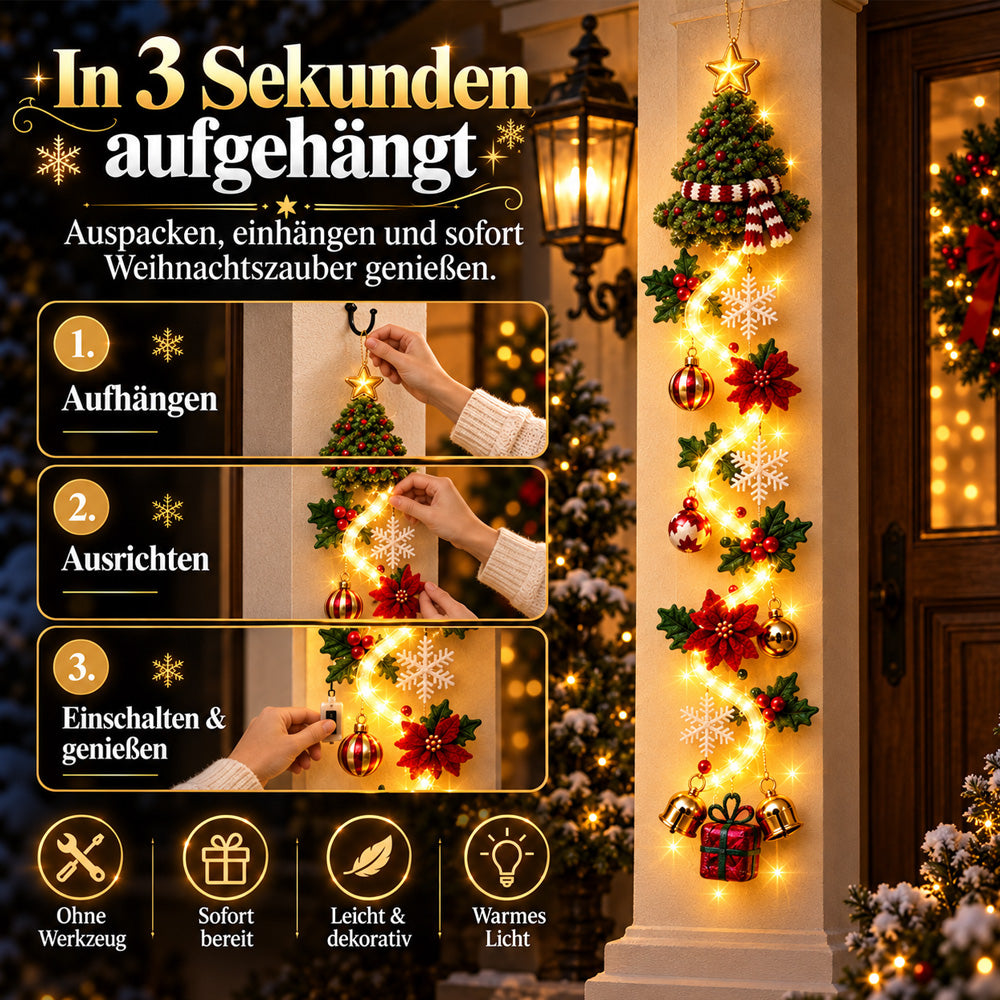 ⏳ Letzter Tag! 49 % Rabatt – 🎄✨🎅 MerryCascade™ Leuchtender Weihnachtstürhänger