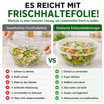 🥬 50% RABATT! 🥔🥕 100 Pcs Einweg-Dehnfolien für Schalen & Teller – Elastisch, lebensmittelecht & vielseitig – Perfekte Alternative zu Frischhaltefolie für die Küche ✨