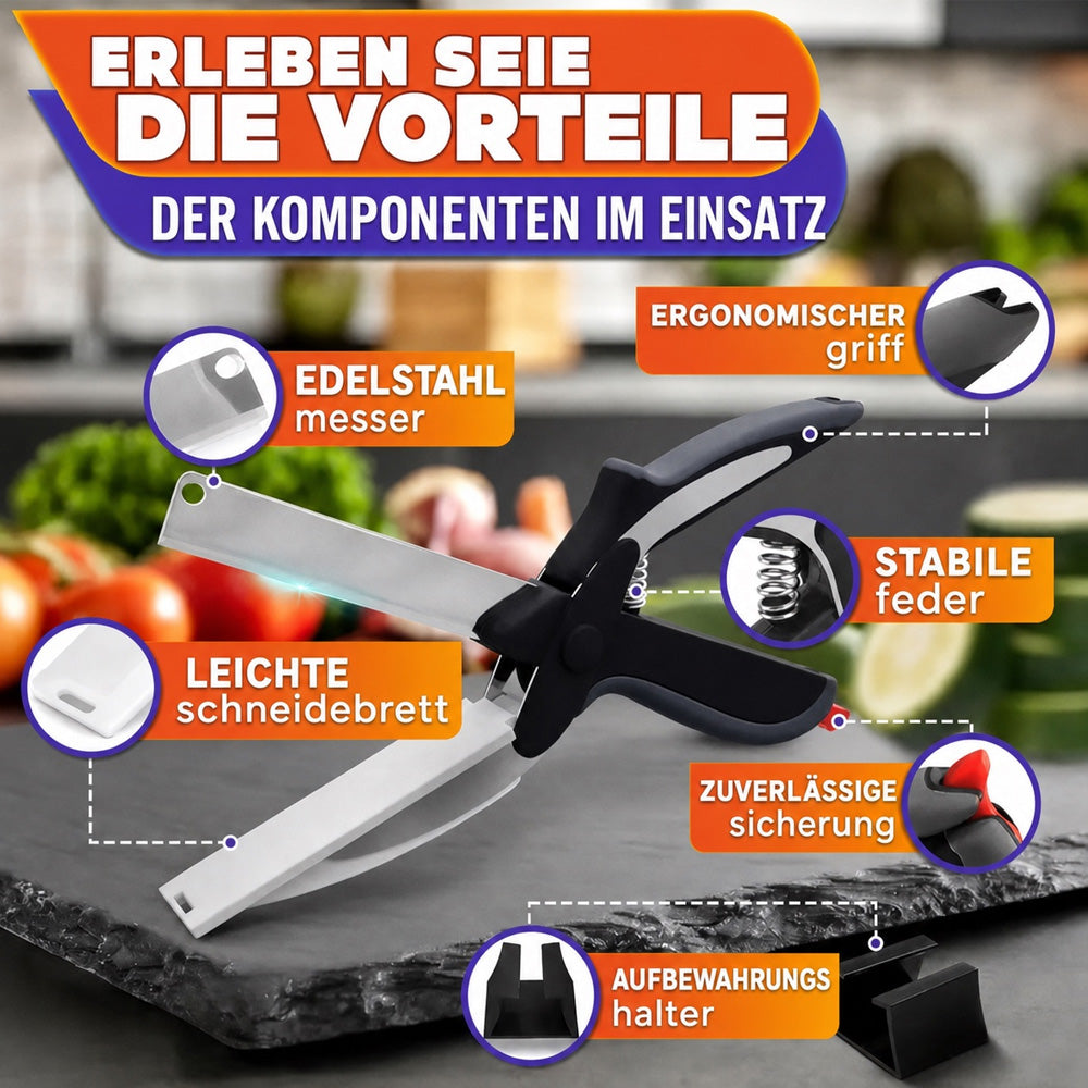 🧑‍🍳 2-in-1-Küchenschere für Lebensmittel – Schneideschere aus Edelstahl mit Sicherheitsverschluss