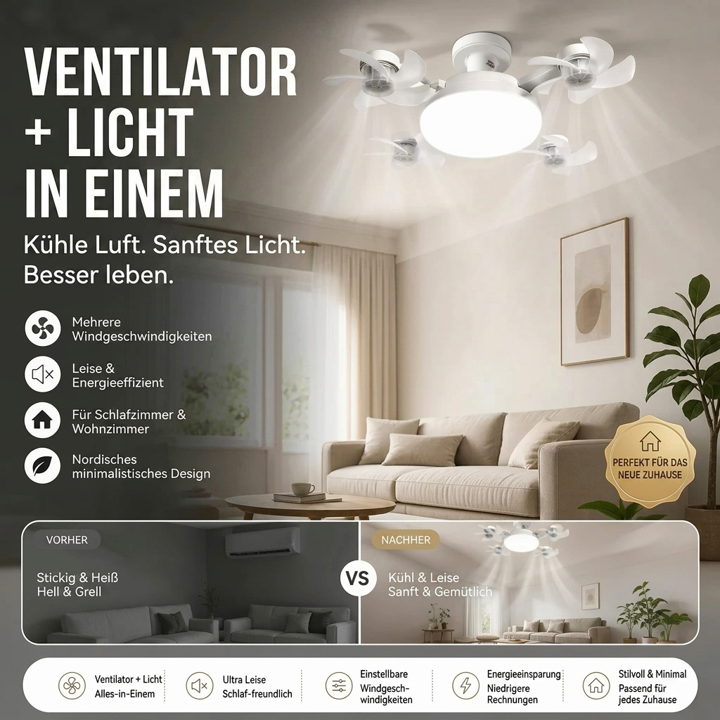 💡 JETZT 50 % RABATT! 🌀 2-in-1 LED-Deckenventilator mit Fernbedienung