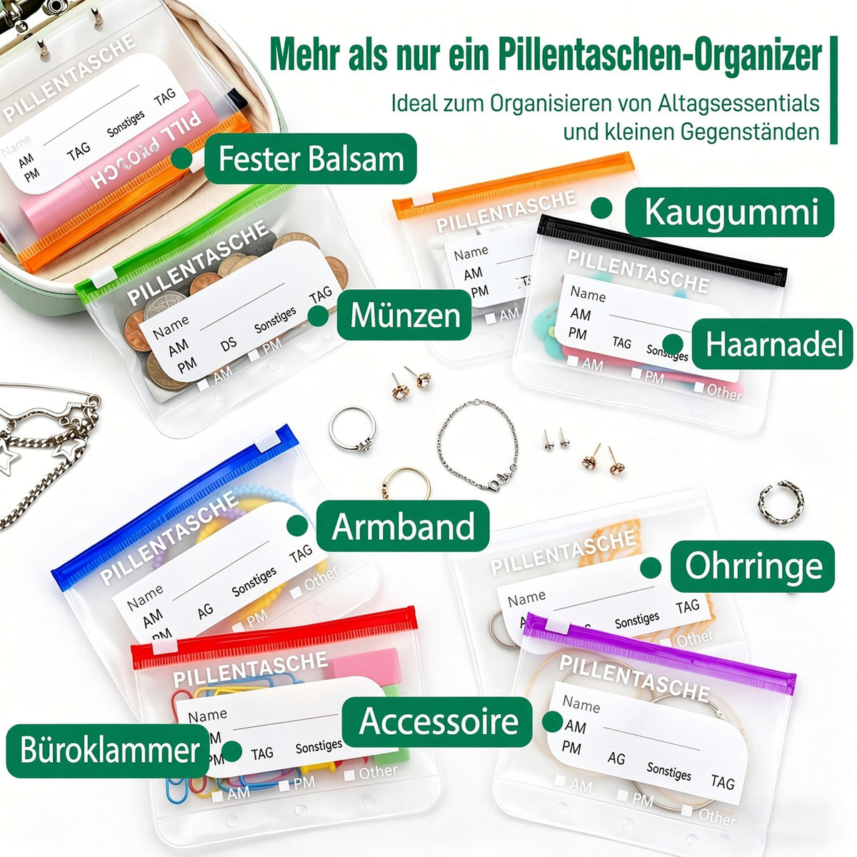 🥳 2026 TOP-ANGEBOT 💞 BIS ZU 50 % RABATT!! 💊 A8 wasserdichter Organizer mit 14 farbcodierten Fächern – kompakter Reise-Medikamenten-Organizer für Tabletten, Vitamine & Nahrungsergänzungsmittel