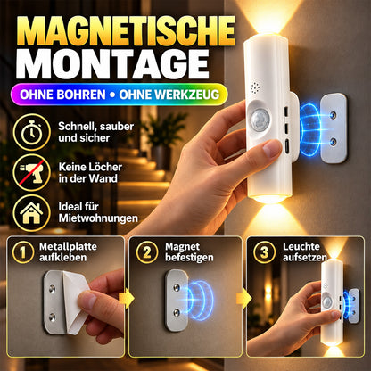 🌈 Intelligente LED-Nachtleuchte mit Bewegungssensor, dimmbare RGB-Wandlampe mit Farbwechsel, USB-aufladbares Ambientelicht mit Farbverlauf und magnetischer Klebebefestigung für Schlafzimmer, Flur und Eingangsbereich – stilvolle Wohnbeleuchtung