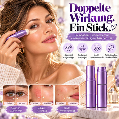 🌿 2-in-1 Foundation-Stick mit Farbwechsel, cremige Textur für ein geschmeidiges Hautgefühl